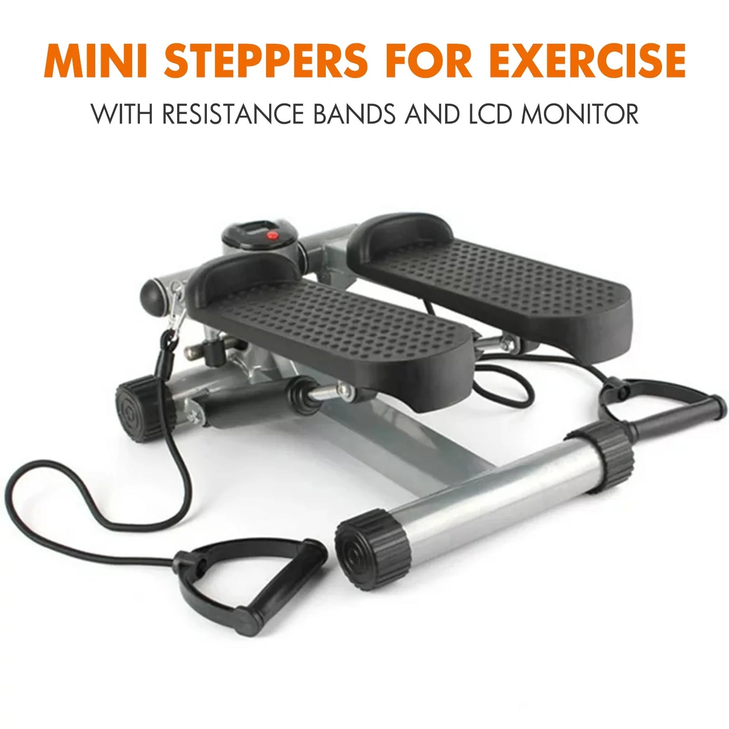 Steppers for Exercise, Stair Stepper with Resistance Bands, Mini Stepper Health & Fitness Stepper with LCD Monitor White