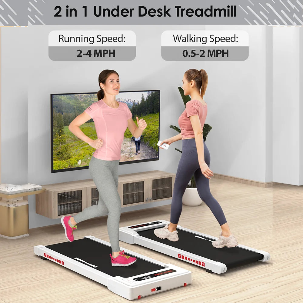 Factory Sale! Treadmill 2.25 HP under Desk Treadmill Portable Electric Treadmill Flat Slim Installation-Free Walking Treadmill with Remote Control, Walking Jogging Running Machine for Home/Office Use