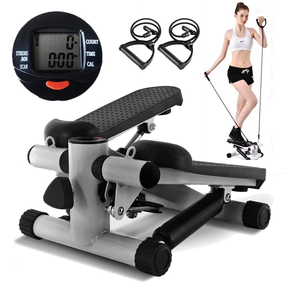 Steppers for Exercise, Stair Stepper with Resistance Bands, Mini Stepper Health & Fitness Stepper with LCD Monitor White