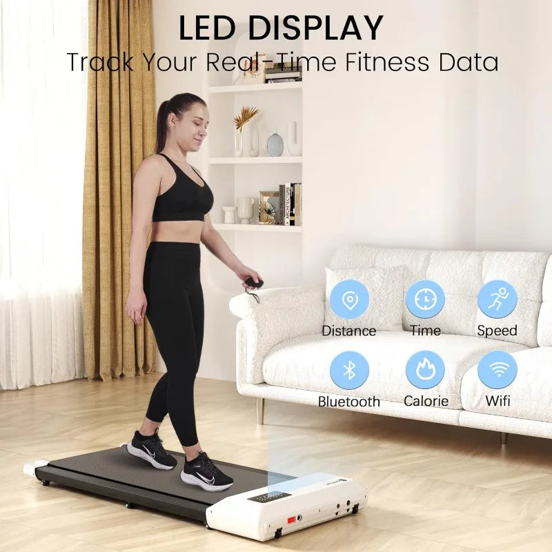 Walking Pad 2 in 1 under Desk Treadmill, 2.5HP Low Noise Walking Pad Running Jogging Machine with Remote Control for Home Office